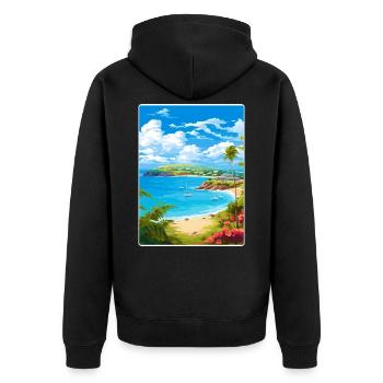 Antigua-et-Barbuda Carte d’affiche de voyage dans les Caraïbes - Veste à capuche bio Premium Unisexe - noir - Dos - Nico (187cm)