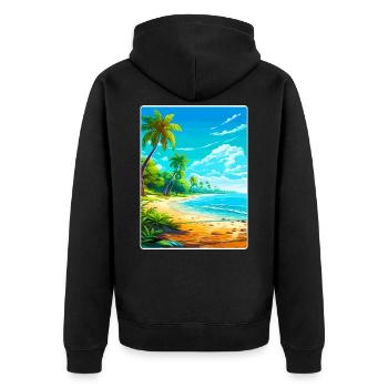 Bahamas Karibik Reise Poster Souvenir Farbe WPA - Unisex Premium Bio Zip Hoodie - Schwarz - Hinten - Nico (187cm)