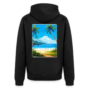 Barbade Caraïbes Voyage Affiche Souvenir Peinture WP - Veste à capuche bio Premium Unisexe - noir - Dos - Nico (187cm)