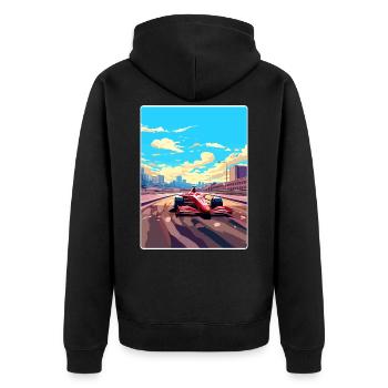 Barcelona Circuit Motorsport Rennen Spanien Reisen WPA - Unisex Premium Bio Zip Hoodie - Schwarz - Hinten - Nico (187cm)