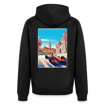 Barcelona Circuit Motorsport Rennen Spanien Reisen WPA - Unisex Premium Bio Zip Hoodie - Schwarz - Hinten - Nico (187cm)