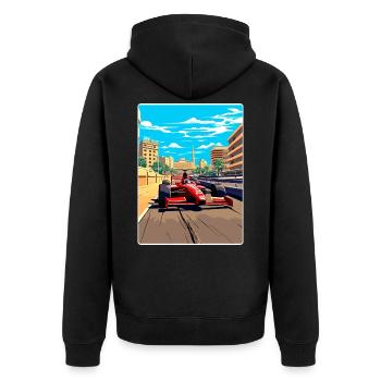 Barcelona Circuit Motorsport Rennen Spanien Reisen WPA - Unisex Premium Bio Zip Hoodie - Schwarz - Hinten - Nico (187cm)