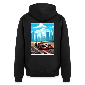 Shanghai Circuit Motorsport Race China Travel Card - Unisex Premium Bio Zip Hoodie - Schwarz - Hinten - Nico (187cm)
