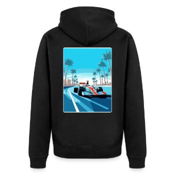 Abu Dhabi Circuit Motorsport Race Uae Travel Card - Unisex Premium Bio Zip Hoodie - Schwarz - Hinten - Nico (187cm)