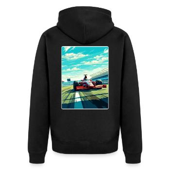 Magny Cours Circuit Motorsport Race Frankreich Reisen - Unisex Premium Bio Zip Hoodie - Schwarz - Hinten - Nico (187cm)