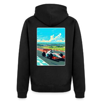 Magny Cours Circuit Motorsport Race Frankreich Reisen - Unisex Premium Bio Zip Hoodie - Schwarz - Hinten - Nico (187cm)