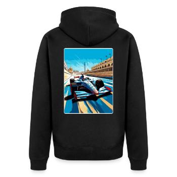 Jerez Circuit Motorsport Rennen Spanien Reiseposter - Unisex Premium Bio Zip Hoodie - Schwarz - Hinten - Nico (187cm)