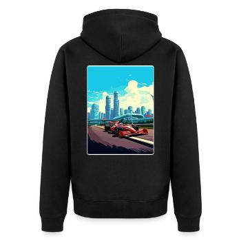 Affiche de voyage de course de sport automobile sur le circuit de Singapour - Veste à capuche bio Premium Unisexe - noir - Dos - Nico (187cm)