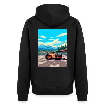 Spielberg Circuit Motorsport Rennen Österreich Reisen - Unisex Premium Bio Zip Hoodie - Schwarz - Hinten - Nico (187cm)