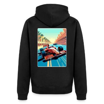 Abu Dhabi Circuit Motorsport Race Uae Travel Card - Unisex Premium Bio Zip Hoodie - Schwarz - Hinten - Nico (187cm)