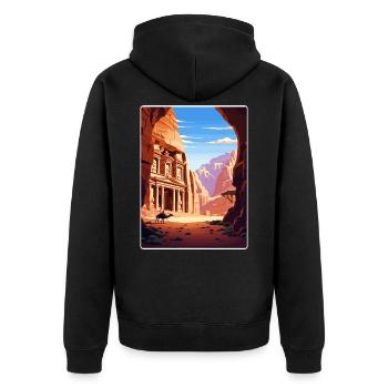 Petra Jordan Affiche de voyage Souvenir Carte Postale Peinture - Veste à capuche bio Premium Unisexe - noir - Dos - Nico (187cm)