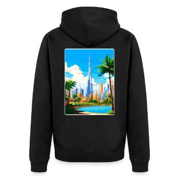 Dubai United Arab Emirates Travel Poster Souvenir - Unisex Premium Organic Zip Hoodie - black - Back - Nico (187cm)