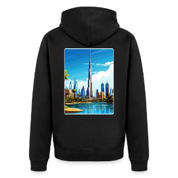 Dubai United Arab Emirates Travel Poster Souvenir - Unisex Premium Organic Zip Hoodie - black - Back - Nico (187cm)