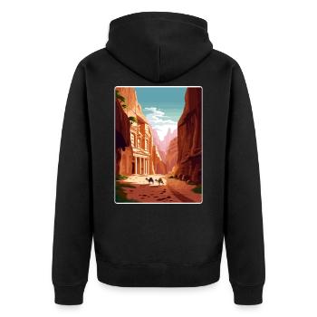Petra Jordan Affiche de voyage Souvenir Carte Postale Peinture - Veste à capuche bio Premium Unisexe - noir - Dos - Nico (187cm)