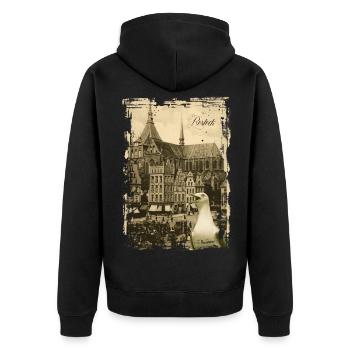 Altes Rostock - Neuer Markt - Unisex Premium Bio Zip Hoodie - Schwarz - Hinten - Nico (187cm)