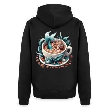 Sirène Sirène Bain dans le Café Cadeau - Veste à capuche bio Premium Unisexe - noir - Dos - Nico (187cm)