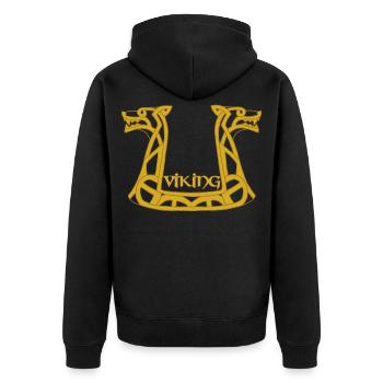 Viking Golden Dragon - Unisex Premium Organic Zip Hoodie - black - Back - Nico (187cm)