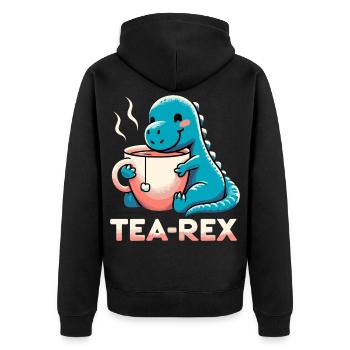 Tea Rex Tea Rex Tea Drinker Gift - Unisex Premium Organic Zip Hoodie - black - Back - Nico (187cm)