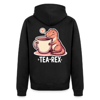 Tea Rex Tea Rex Tea Drinker Gift - Unisex Premium Organic Zip Hoodie - black - Back - Nico (187cm)