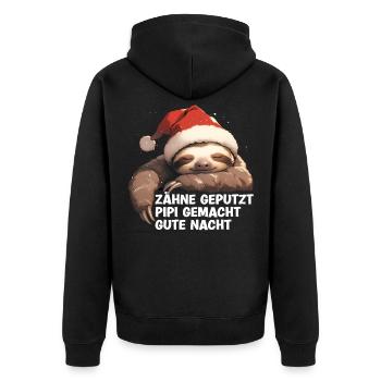 Teeth Brushed Goodnight Sloth Sleep Shirt - Unisex Premium Organic Zip Hoodie - black - Back - Nico (187cm)