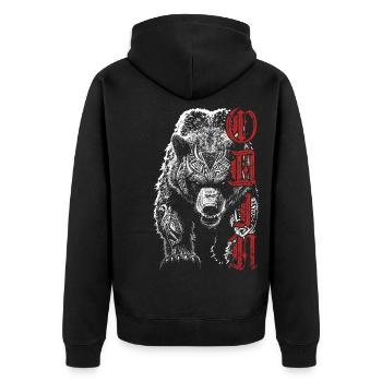 Odin Grizzlybär Nordische Mythologie Wikinger - Unisex Premium Bio Zip Hoodie - Schwarz - Hinten - Nico (187cm)