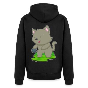 Cat Bowling Bowling Ball - Unisex Premium Organic Zip Hoodie - black - Back - Nico (187cm)