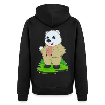 Eisbär Bräutigam Anzug Hochzeit - Unisex Premium Bio Zip Hoodie - Schwarz - Hinten - Nico (187cm)