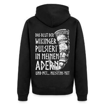 Toast drôle rencontré corne à boire humour germanique - Veste à capuche bio Premium Unisexe - noir - Dos - Nico (187cm)