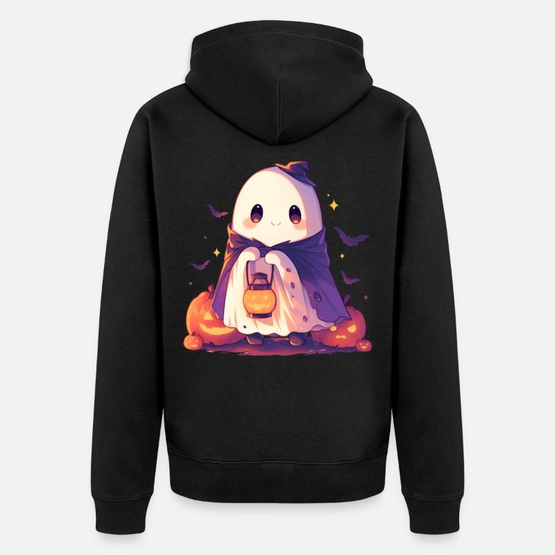 Halloween Ghost Ghost Citrouille Cadeau - Veste à capuche bio Premium Unisexe - noir