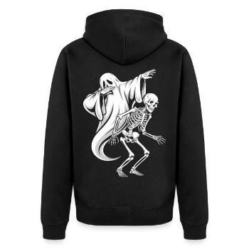Halloween Dabbing Ghost Skeleton Spooky Gift - Unisex Premium Organic Zip Hoodie - black - Back - Nico (187cm)