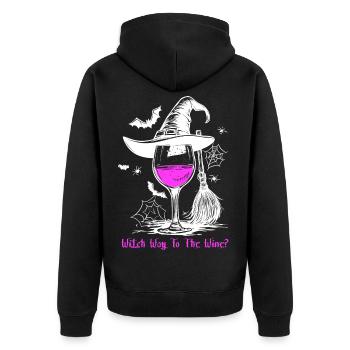 Weinglas Hexe Wein Halloween Weintrinker Geschenk - Unisex Premium Bio Zip Hoodie - Schwarz - Hinten - Nico (187cm)