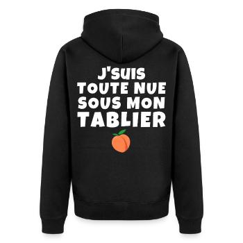 Küchenschürze, Humor, Schürze, lustig - Unisex Premium Bio Zip Hoodie - Schwarz - Hinten - Nico (187cm)