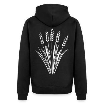 5 ears of grain wheat - Unisex Premium Organic Zip Hoodie - black - Back - Nico (187cm)