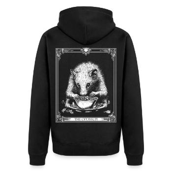 Possum L’Opossum Occulte Tarot Drôle Tarot Carte - Veste à capuche bio Premium Unisexe - noir - Dos - Nico (187cm)