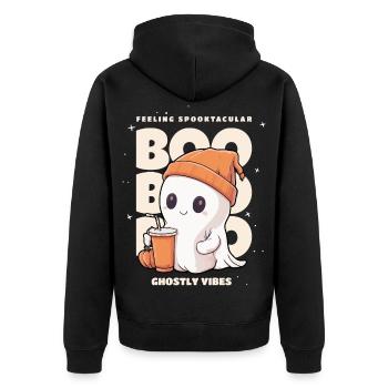 Halloween Costume, Little Ghost, Ghost, Pumpkin - Unisex Premium Organic Zip Hoodie - black - Back - Nico (187cm)