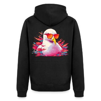 Pink seagull with sunglasses - Unisex Premium Organic Zip Hoodie - black - Back - Nico (187cm)