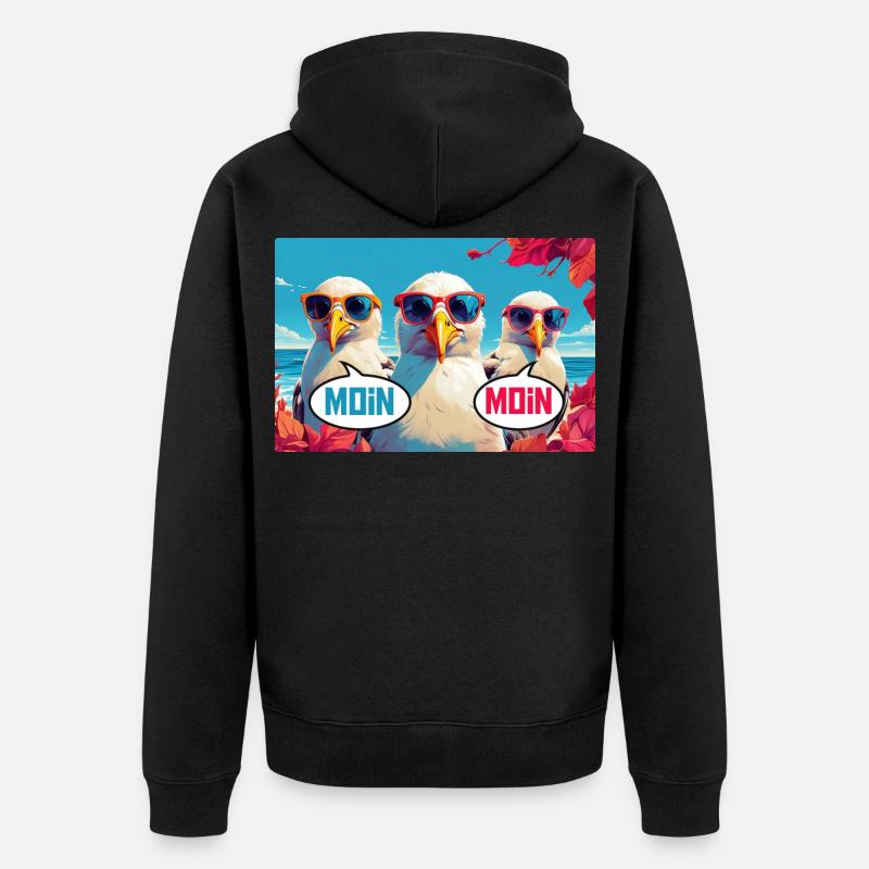 Moin Moin Möwen - Unisex Premium Bio Zip Hoodie - Schwarz
