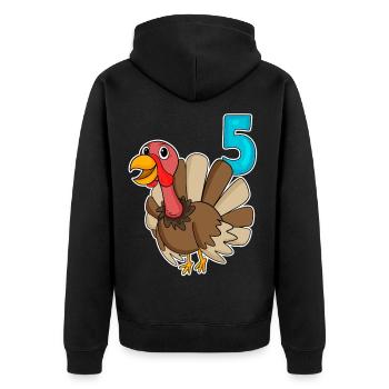 5th Birthday Motif Turkey - 5 years - Unisex Premium Organic Zip Hoodie - black - Back - Nico (187cm)