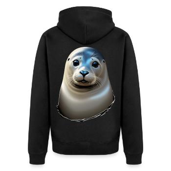 Beautiful seal - Unisex Premium Organic Zip Hoodie - black - Back - Nico (187cm)
