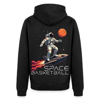 Space Basketball Astronaut Spaceship Gift - Unisex Premium Organic Zip Hoodie - black - Back - Nico (187cm)
