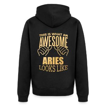 Widder - Unisex Premium Bio Zip Hoodie - Schwarz - Hinten - Nico (187cm)