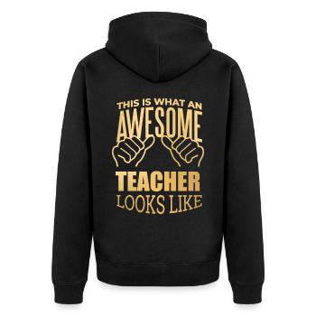 Lehrer - Unisex Premium Bio Zip Hoodie - Schwarz - Hinten - Nico (187cm)