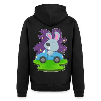 Hase Auto - Unisex Premium Bio Zip Hoodie - Schwarz - Hinten - Nico (187cm)