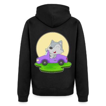 Wolf Car - Unisex Premium Organic Zip Hoodie - black - Back - Nico (187cm)