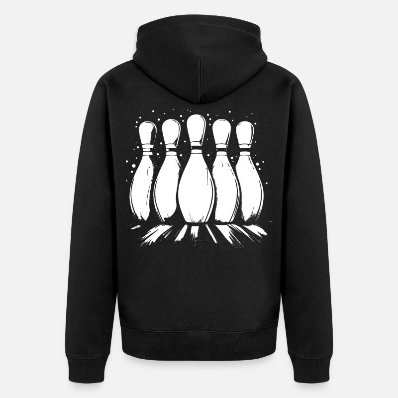 Bowling Pins - Unisex Premium Bio Zip Hoodie - Schwarz