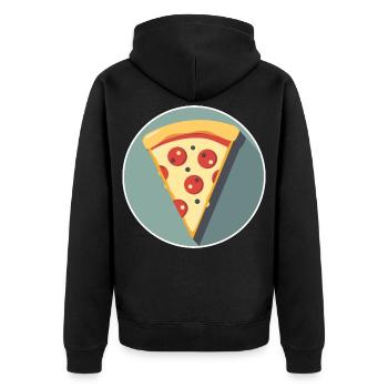 Pizza Slice Graphic - Unisex Premium Organic Zip Hoodie - black - Back - Nico (187cm)
