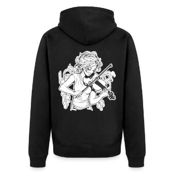 Geige Mädchen Zeichnung - Unisex Premium Bio Zip Hoodie - Schwarz - Hinten - Nico (187cm)