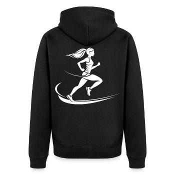 Runner Drawing - Unisex Premium Organic Zip Hoodie - black - Back - Nico (187cm)