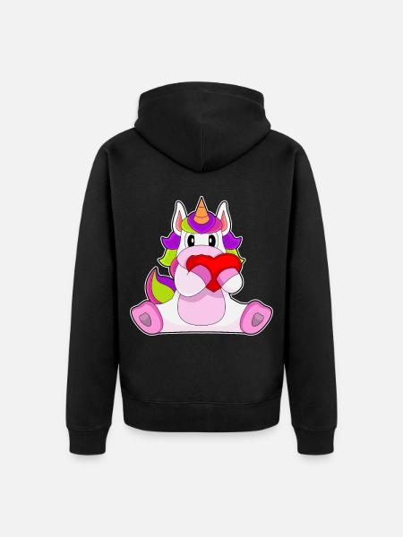 Unicorn Heart - Unisex Premium Organic Zip Hoodie - black
