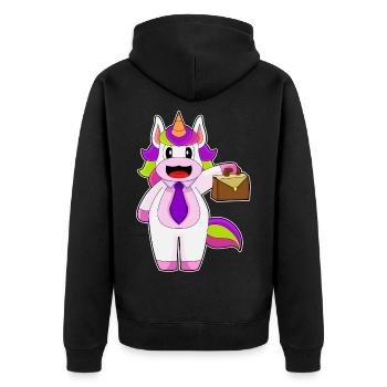 Einhorn Handtasche - Unisex Premium Bio Zip Hoodie - Schwarz - Hinten - Nico (187cm)
